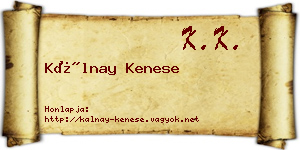 Kálnay Kenese névjegykártya